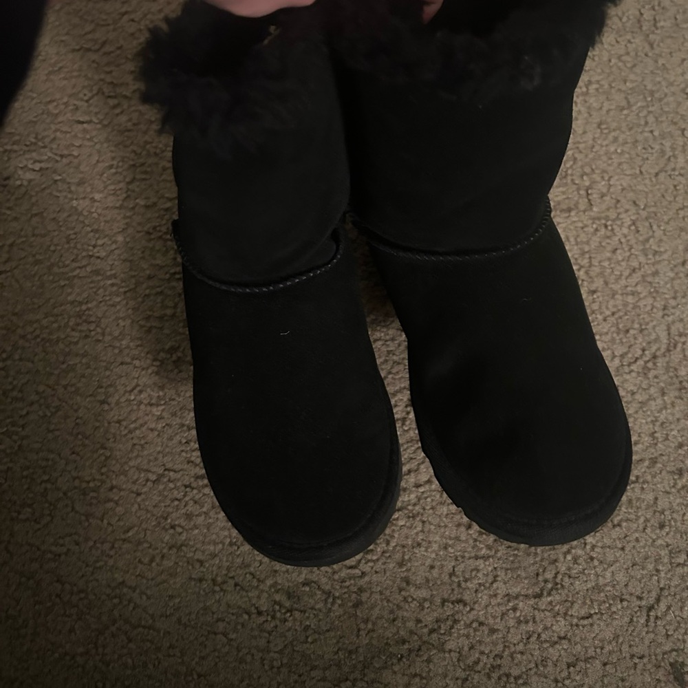 Black Suede Fur-Lined Ugg Boots
